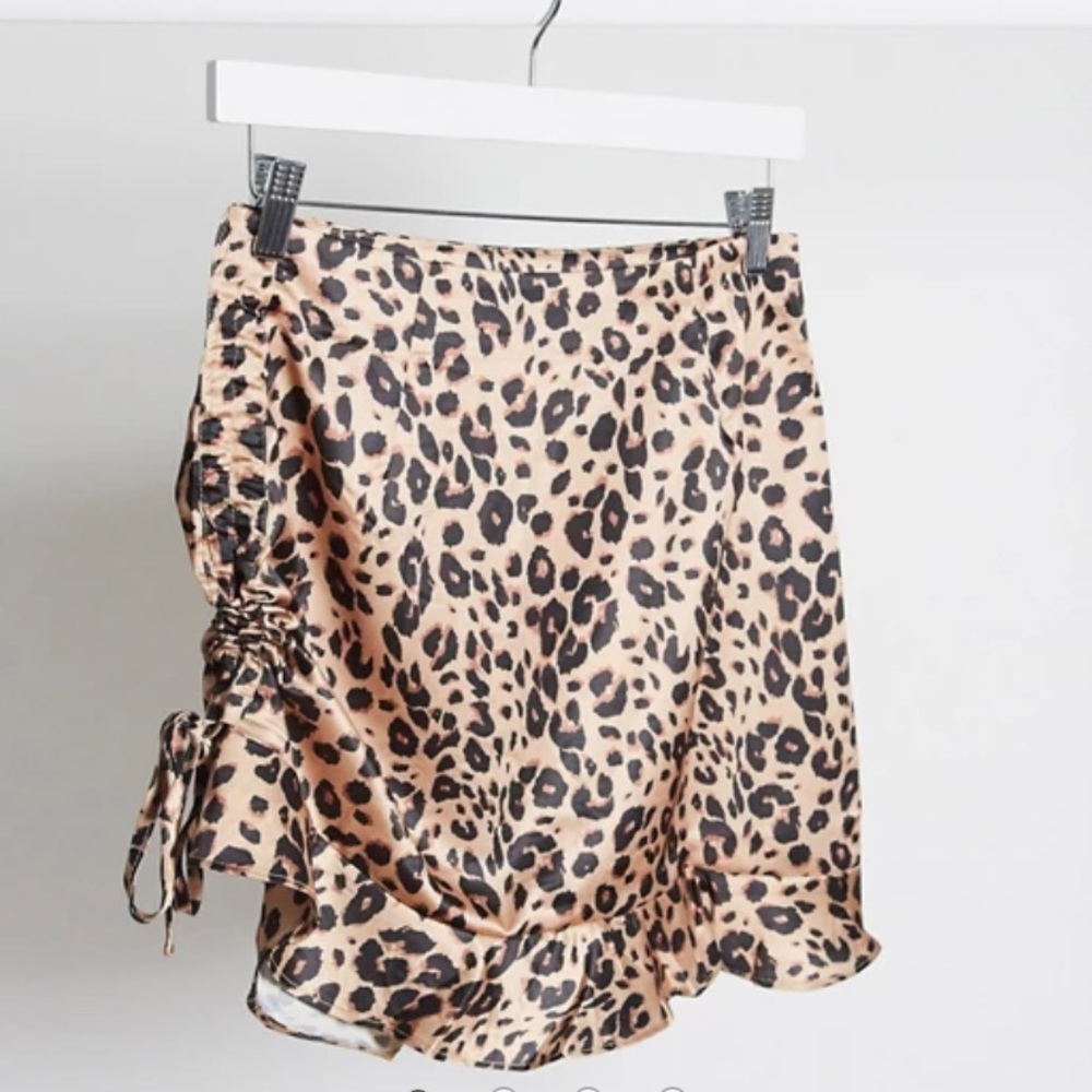Missguided Petite Satin Ruched Mini Skirt